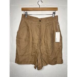 NEW Reformation Bello Linen Short Tan Brown Khaki Womens Size 8